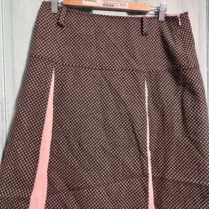 August Silk A-Line Skirt in Brown and Pink